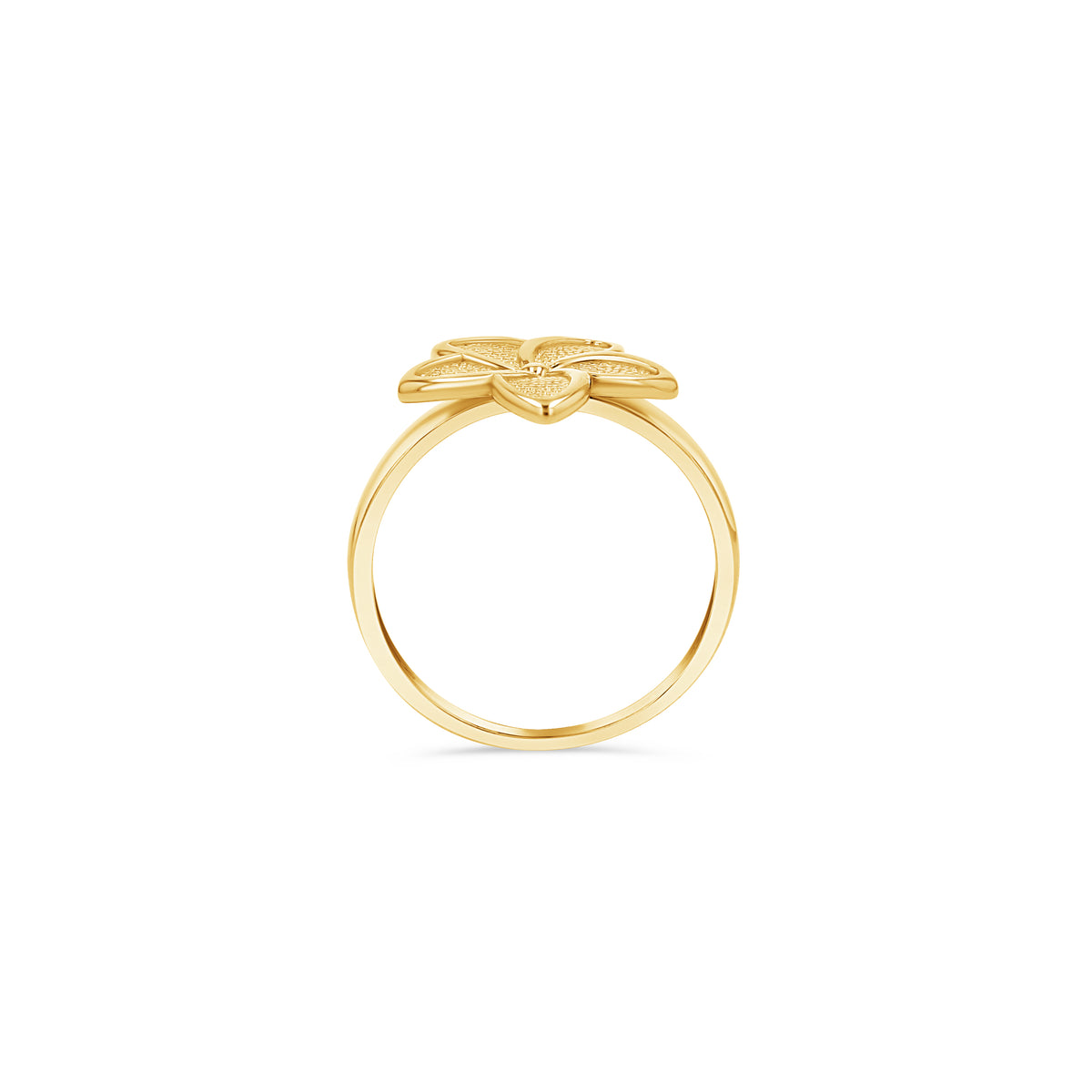 14K Gold Plumeria Flower Ring