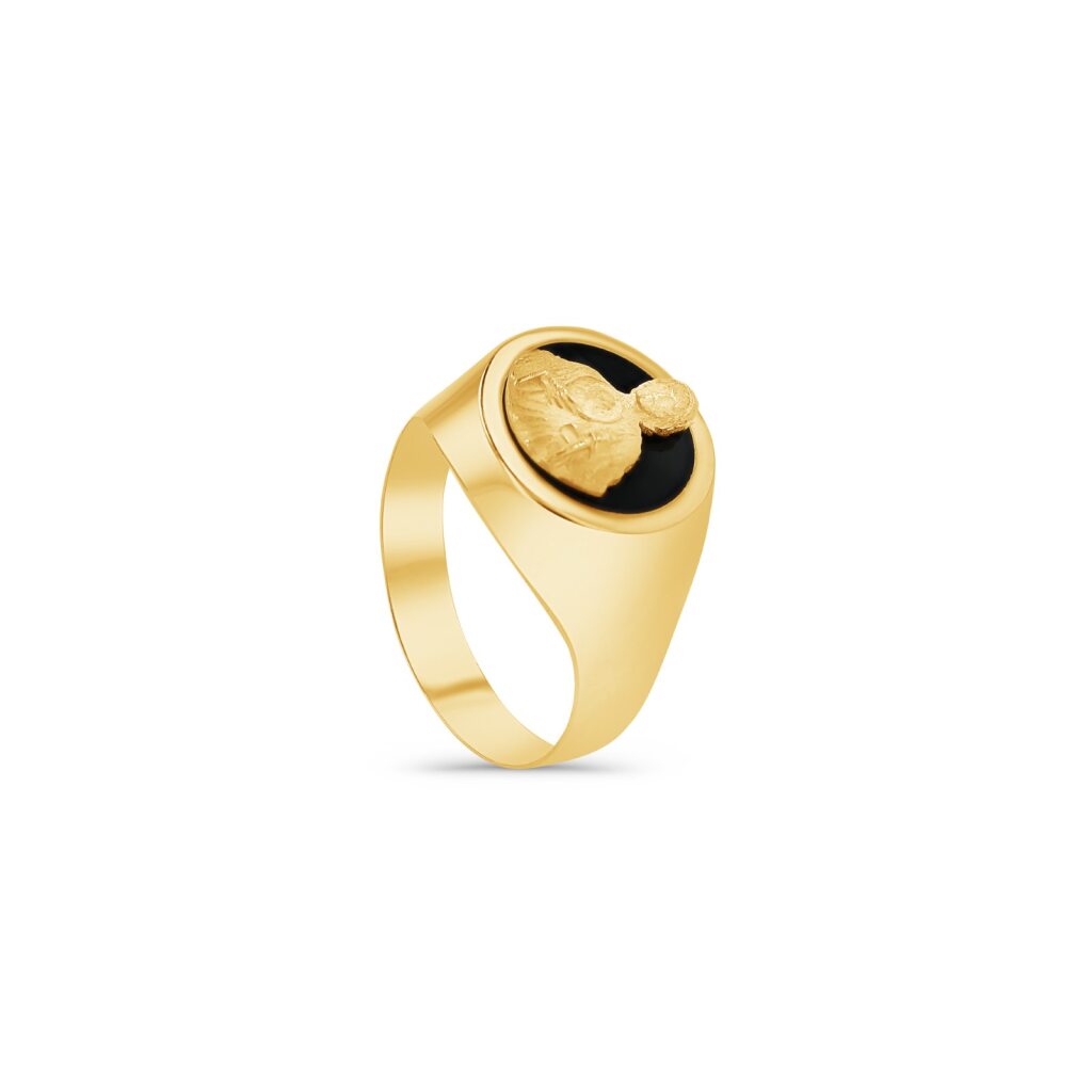 14K Gold Saint Jude Onyx Signet Ring