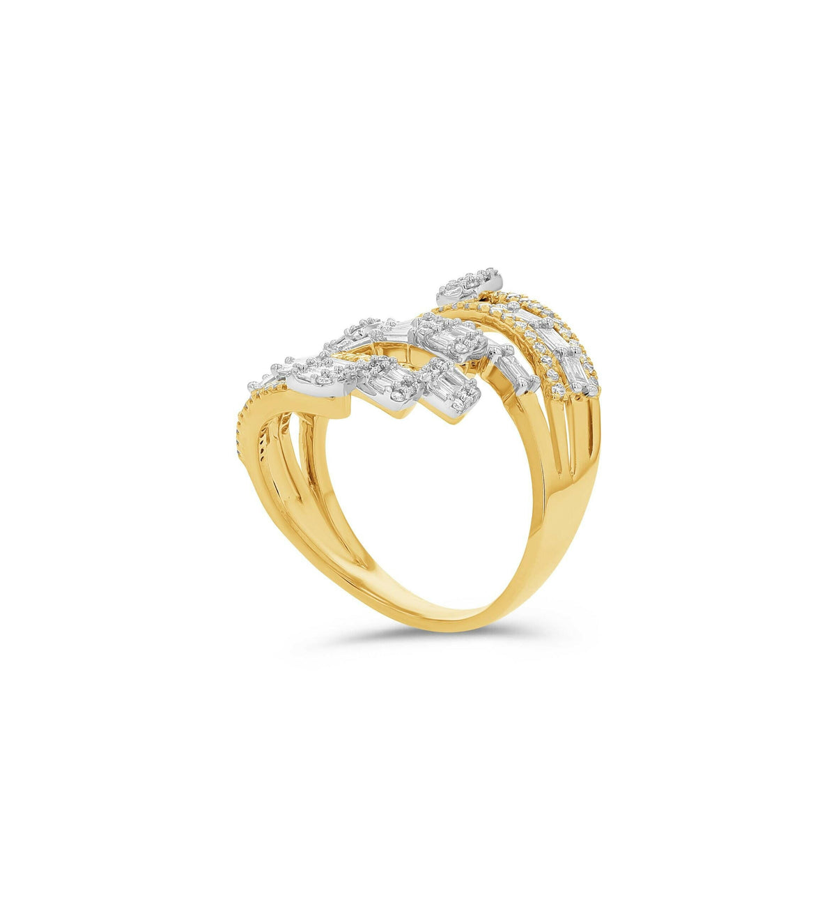 Anillo de cóctel de diamantes baguette