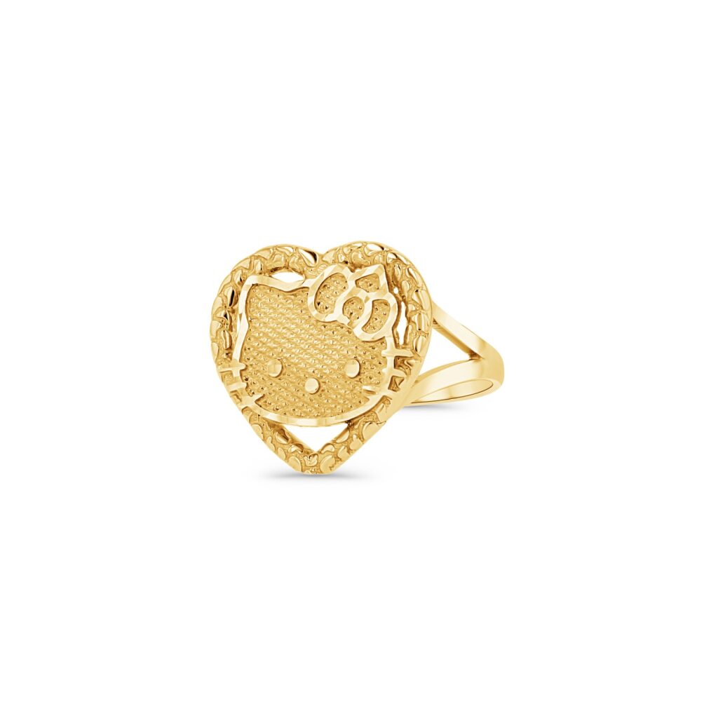 14K Gold Hello Kitty Nugget Heart Ring