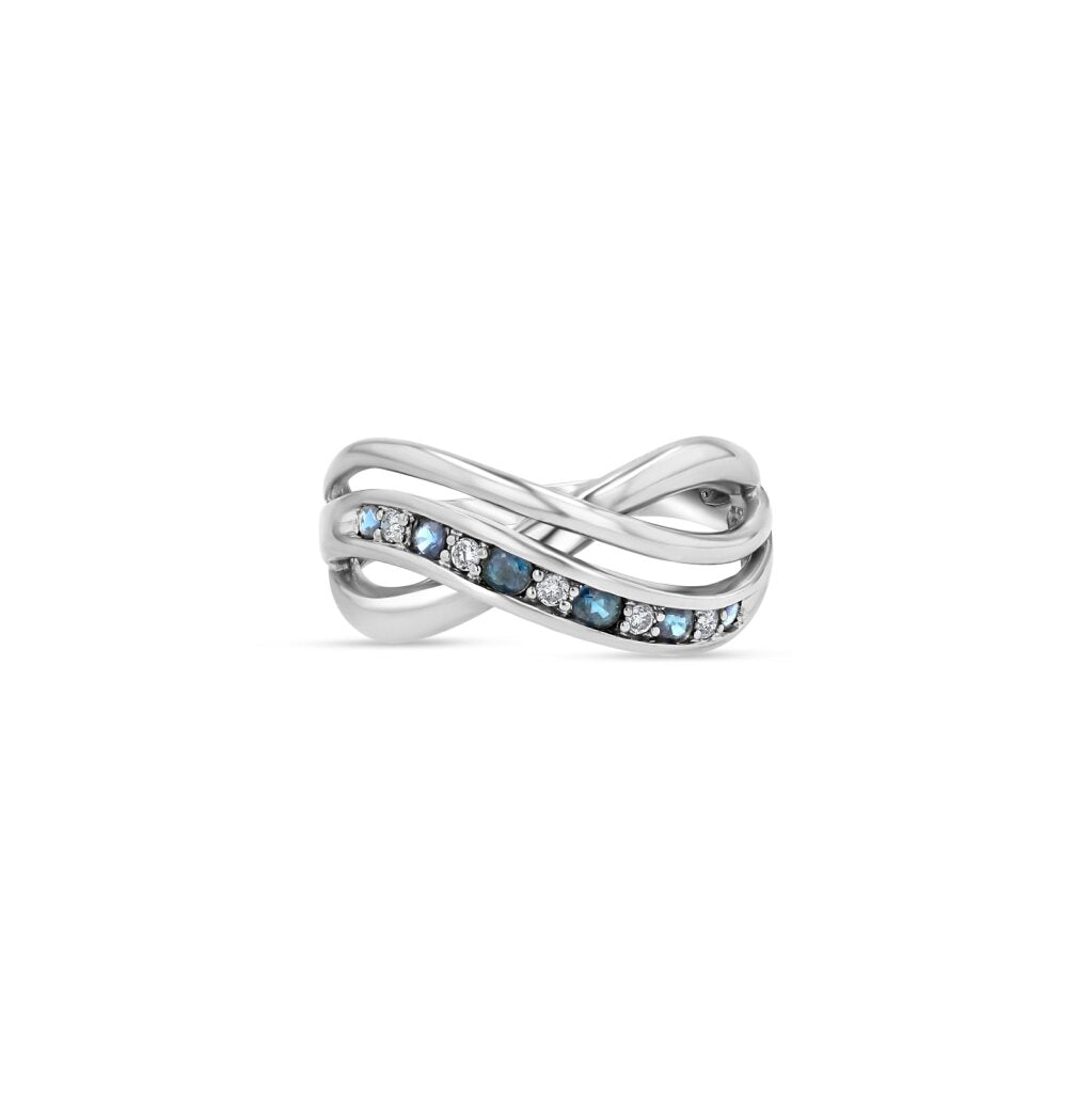 14K White Gold Alternating Channel Infinity Ring