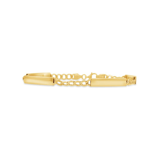 14K Gold Curb 4-Plaque Bracelet