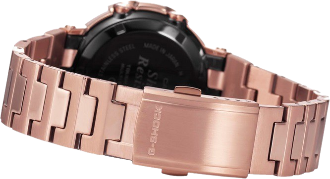 Elegant G-Shock watch in exquisite rose gold finish, blending luxury and durability for a sophisticated style statement.