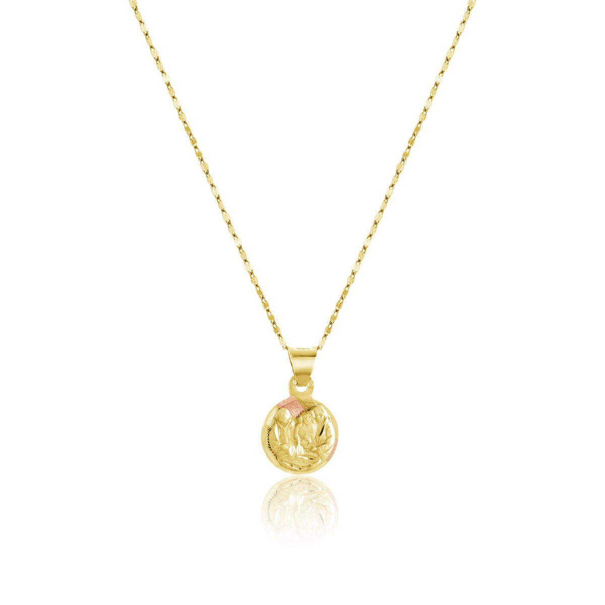 14K Tri-Color Gold Small Baptism Medallion