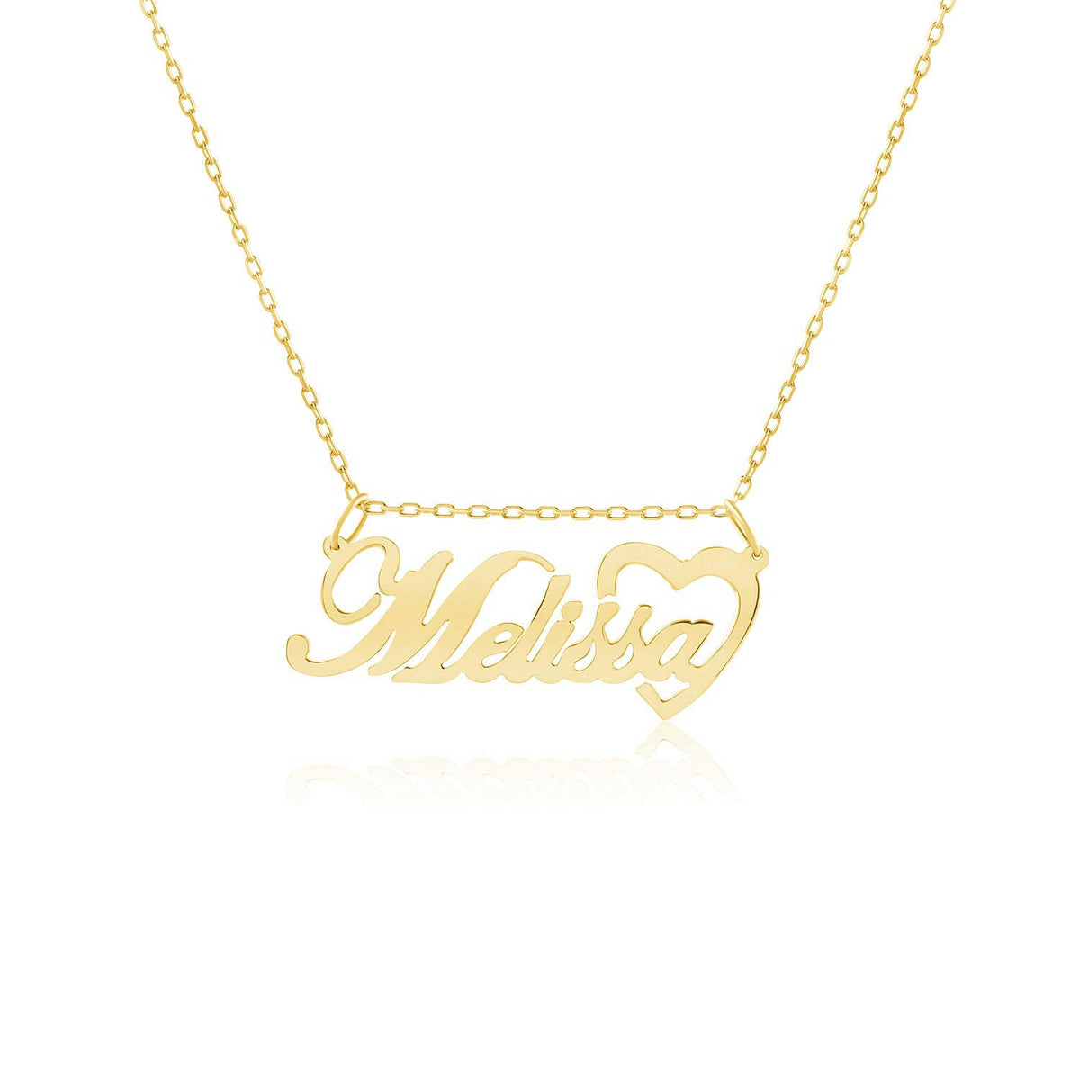 Gold Edwardian Heart Name Pendant