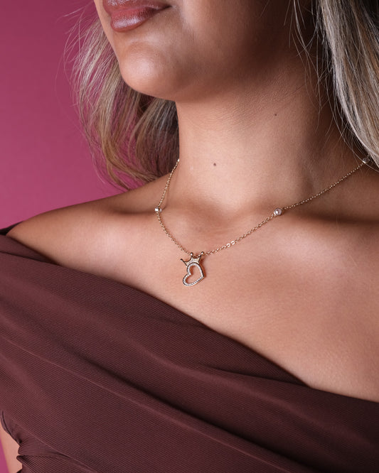 14K Gold Crowned Heart Choker Necklace