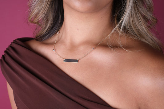14K Gold Signature Bar Choker Necklace