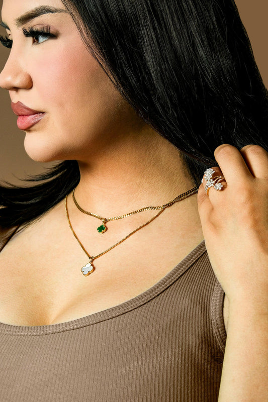 14K Gold Small Green Clover Charm