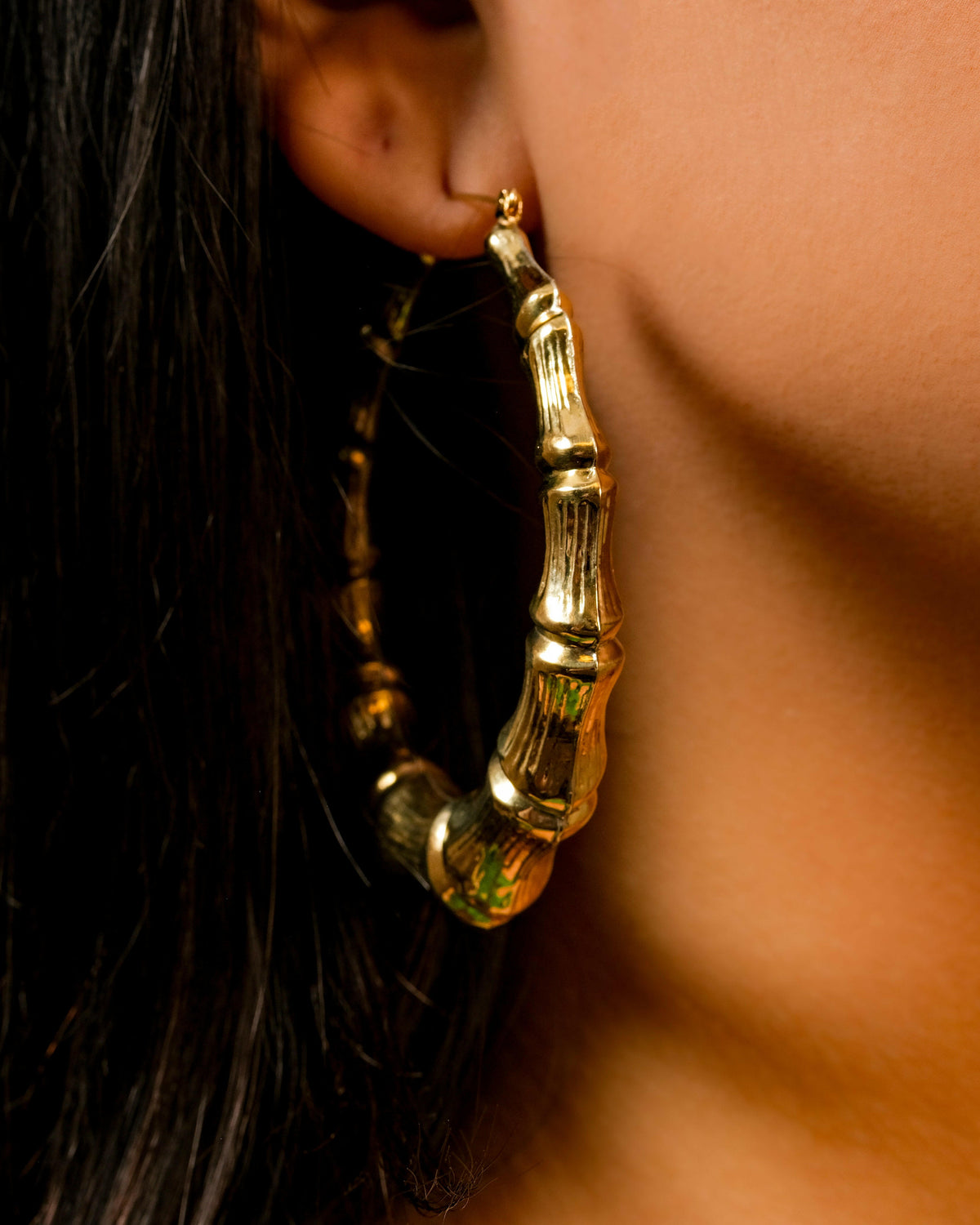 10K Gold XXL Bamboo Hoops