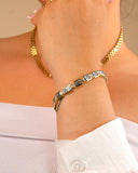 Aqua Spinel Diamond Tennis Bracelet - 0.28 CTW
