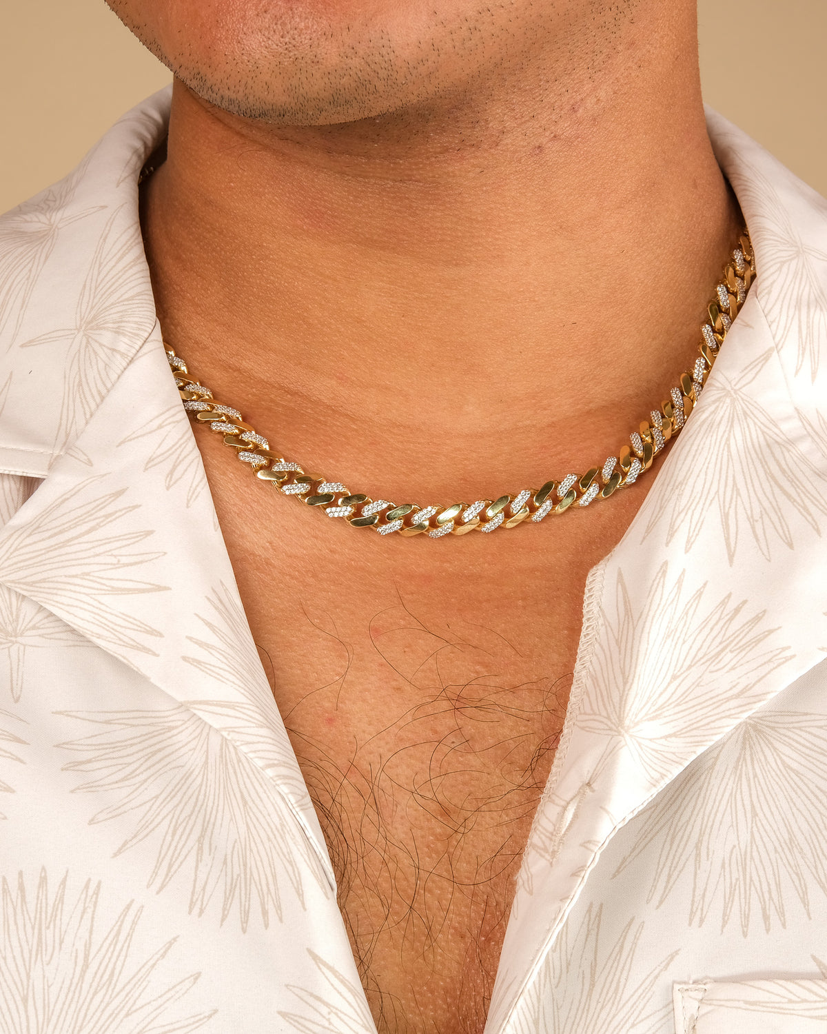 10K Gold Alternating Pave Monaco Miami Cuban Chain