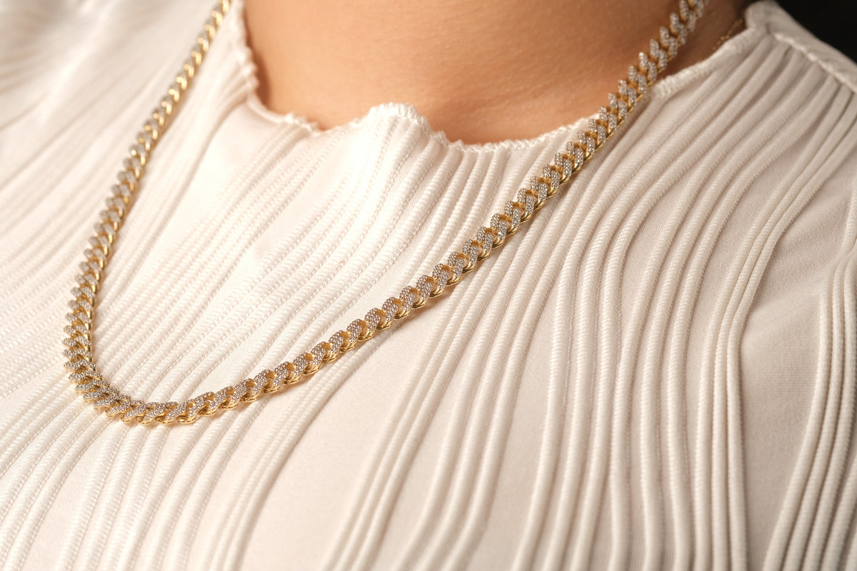 10K Gold Pave Monaco Miami Cuban Chain