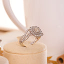 White Gold Princess Hidden Halo Split Shank Engagement Ring