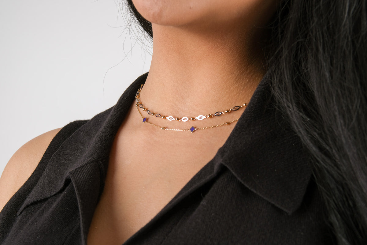14K Two Tone Fancy Saturn Necklace