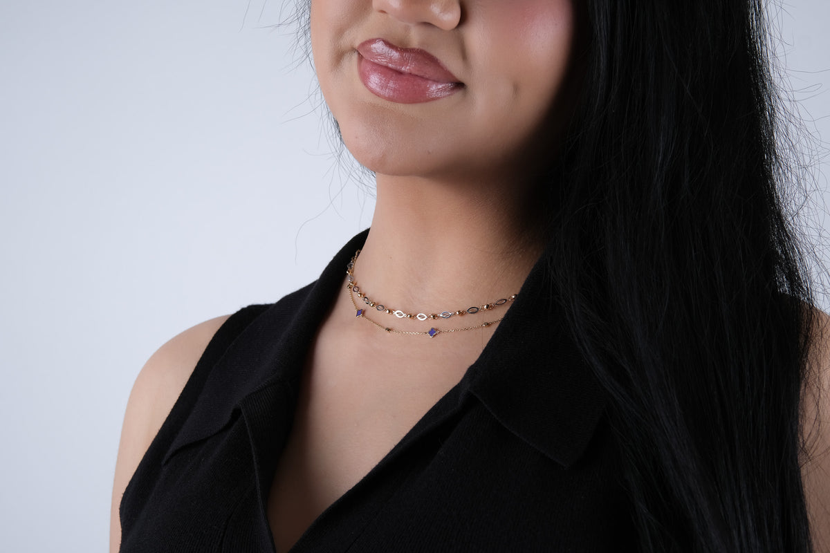 14K Two Tone Fancy Saturn Necklace