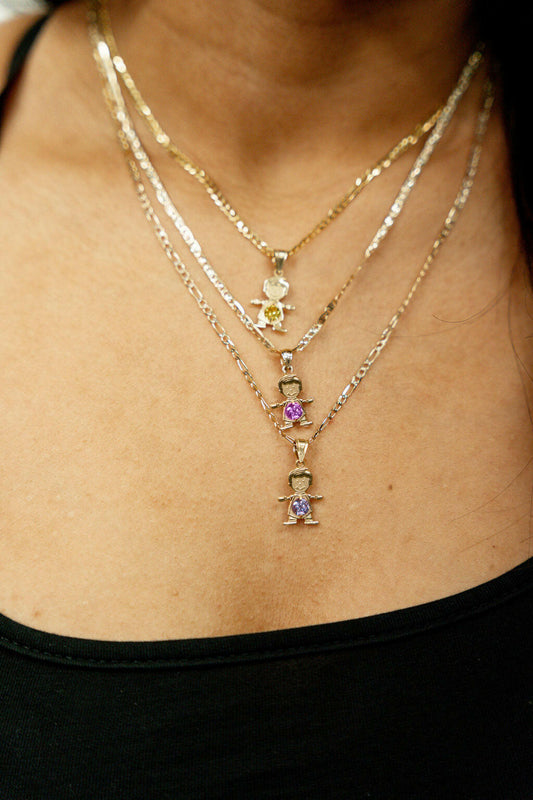 14K Gold Mother's Son Birthstone Pendant