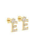 Pavé Crown Initial Stud Earrings