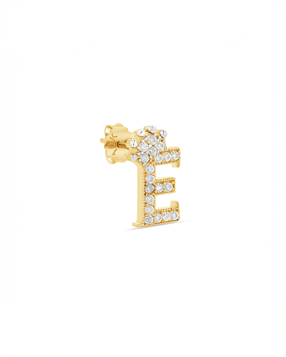 10K Gold Pavé Crown Initial Stud Earrings