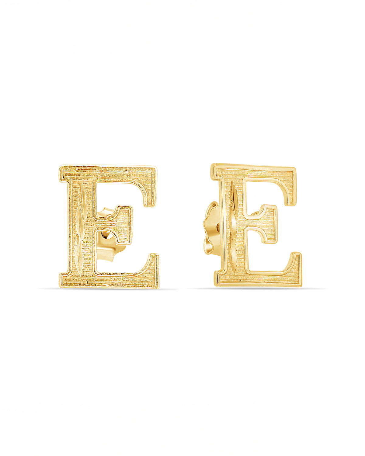 10K Gold Large Clean Initial Studs
