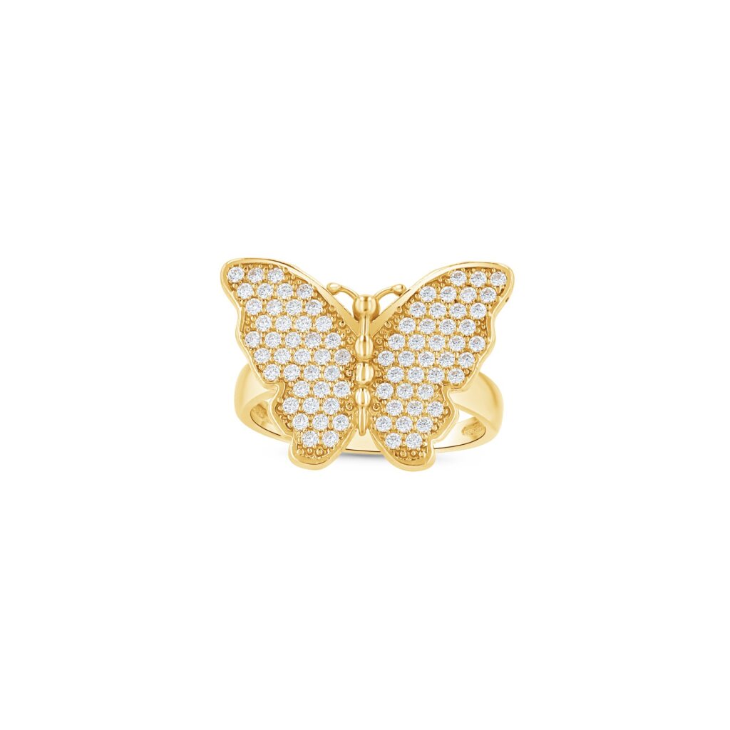 14K Gold Pavé Butterfly Ring