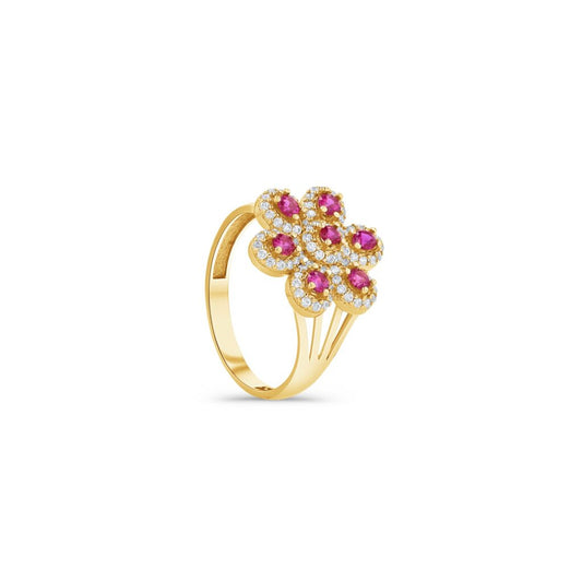 14K Gold Halo Flower Ring