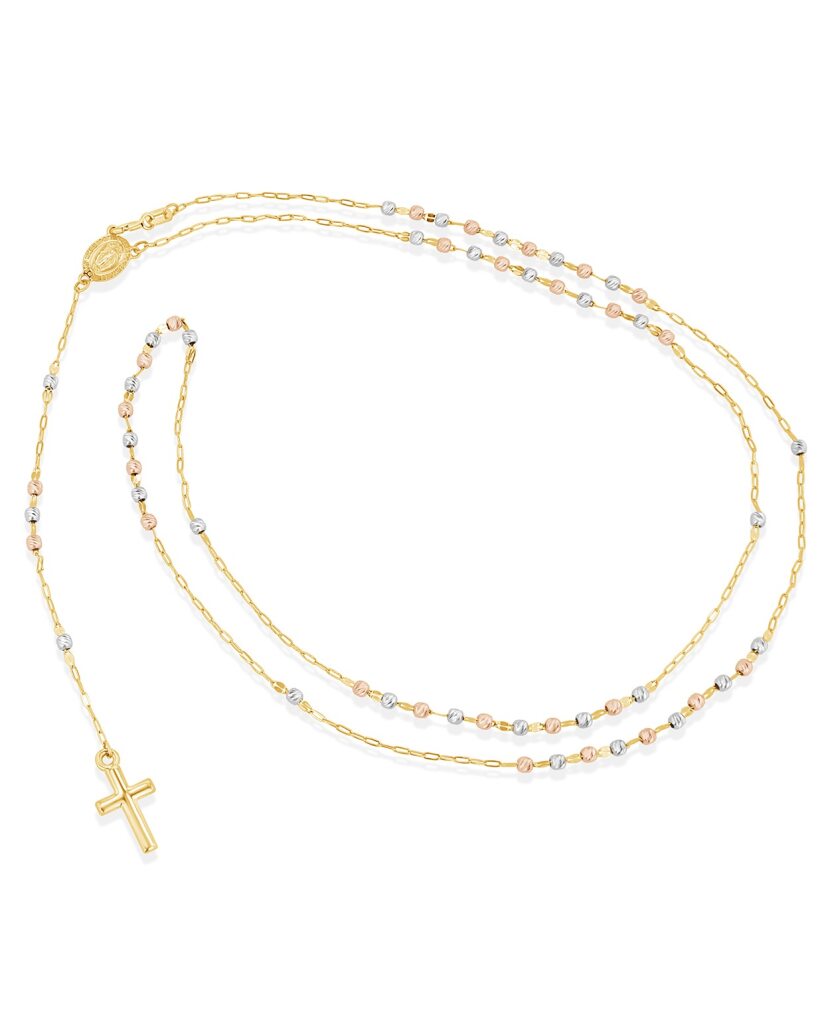 14K Tri-Color Gold Thin Rosary