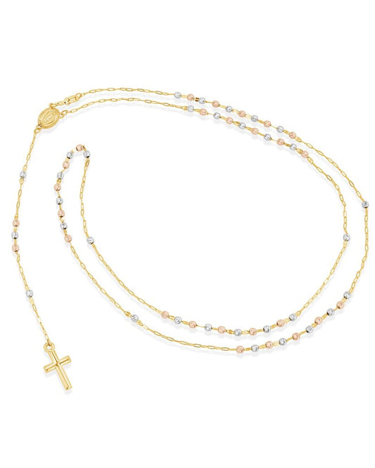 14K Tri-Color Gold Thin Rosary