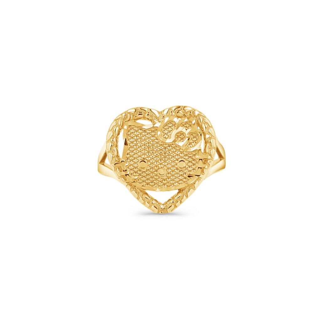 14K Gold Hello Kitty Nugget Heart Ring