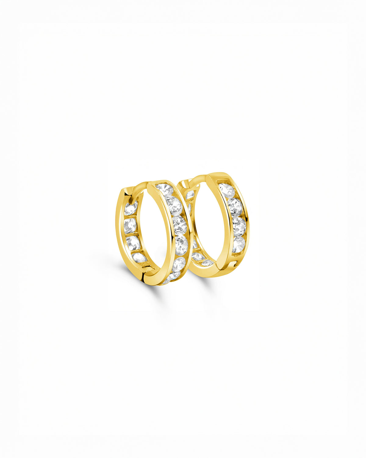 14K Gold Small Channel Huggies