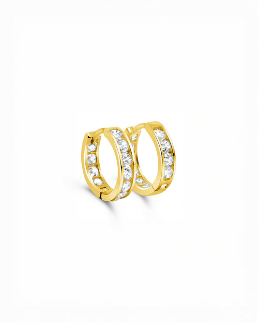 14K Gold Small Channel Huggies