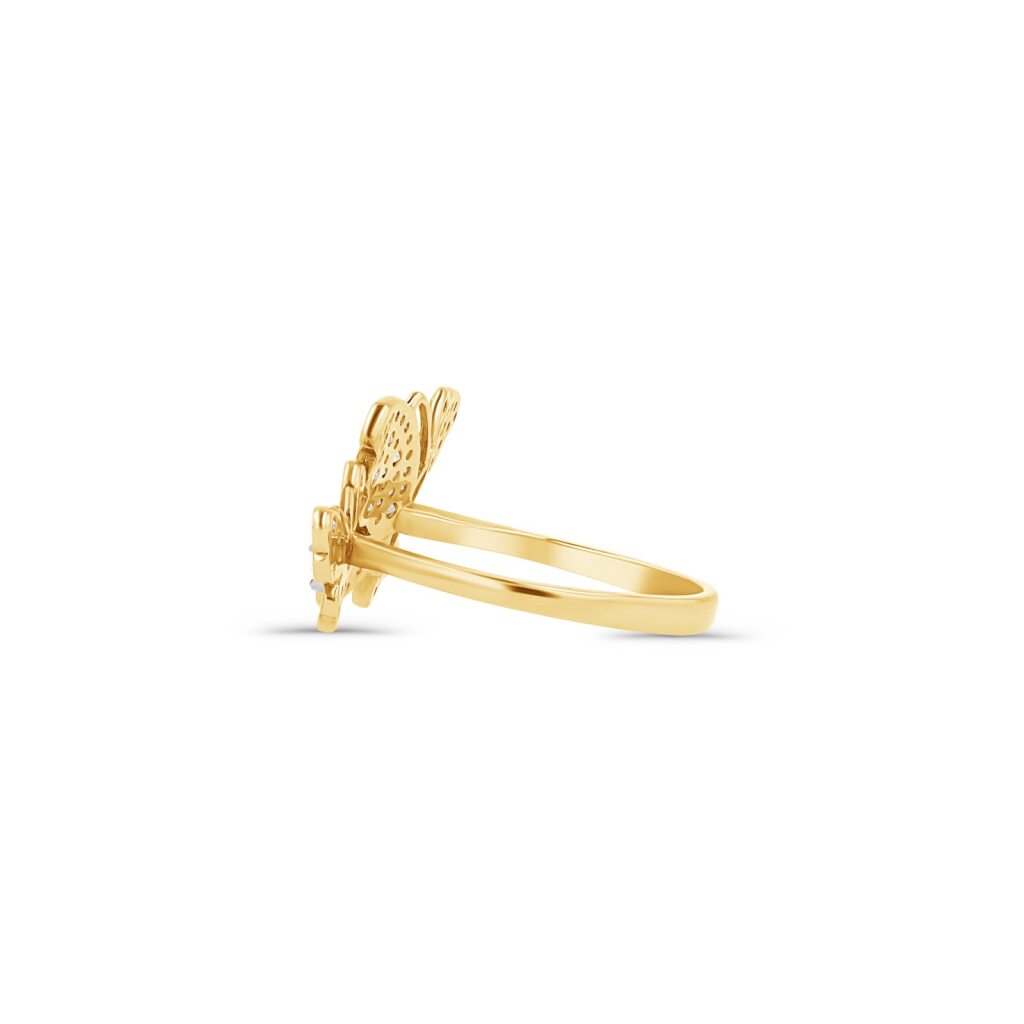 14K Gold Twin Butterfly Ring