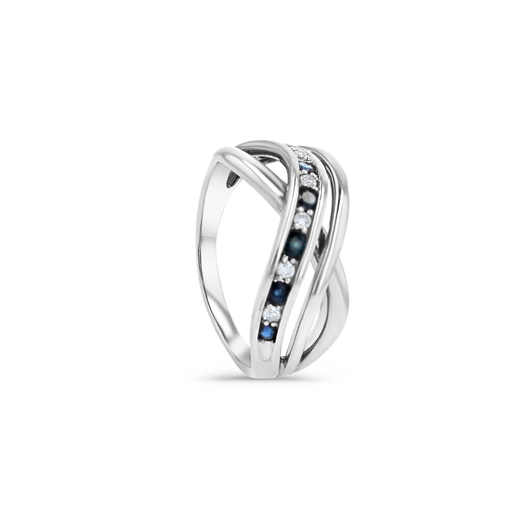 14K White Gold Alternating Channel Infinity Ring