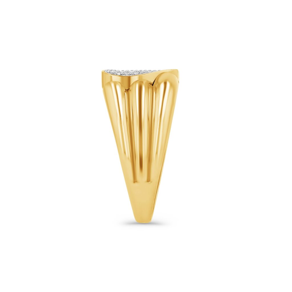 14K Two-Tone Pavé Heart Signet Ring