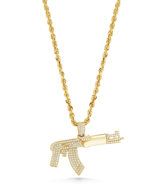 Colgante de pistola AK con pavé de diamantes XL