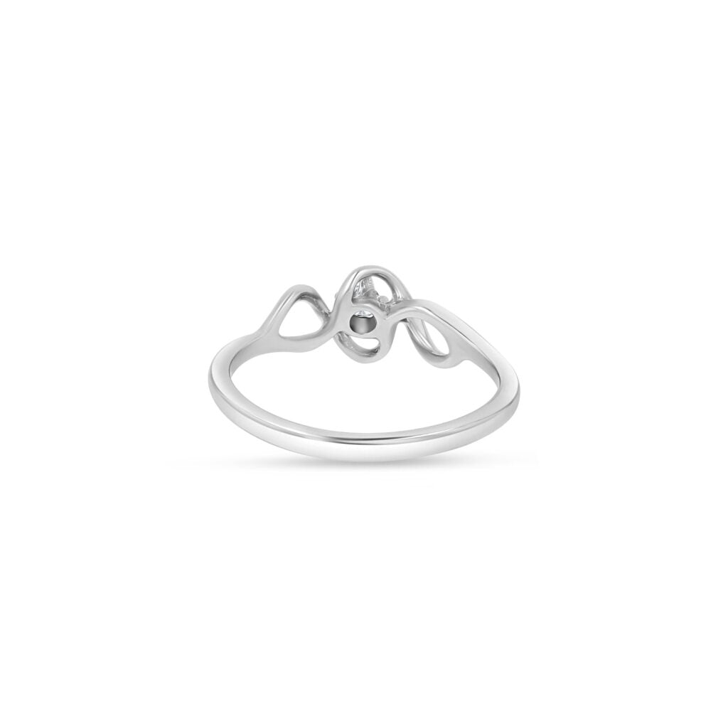 14K White Gold Intertwining Solitaire Ring
