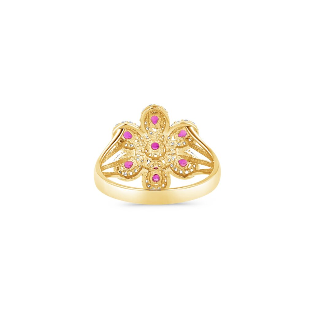 14K Gold Halo Flower Ring