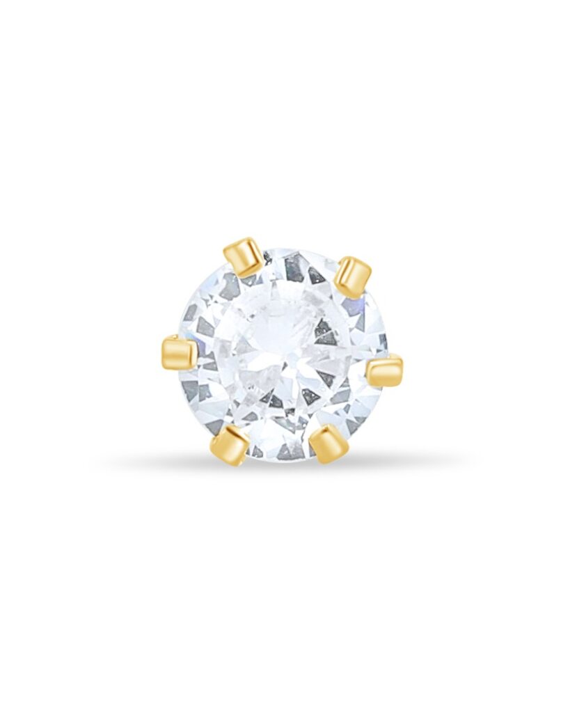 14K Gold Simple Cubic Zirconia Studs