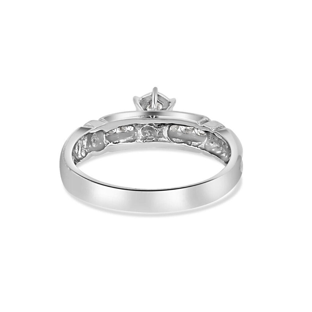 14K White Gold Antique Style Channel Engagement Ring