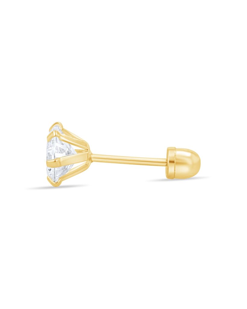 14K Gold Simple Cubic Zirconia Studs