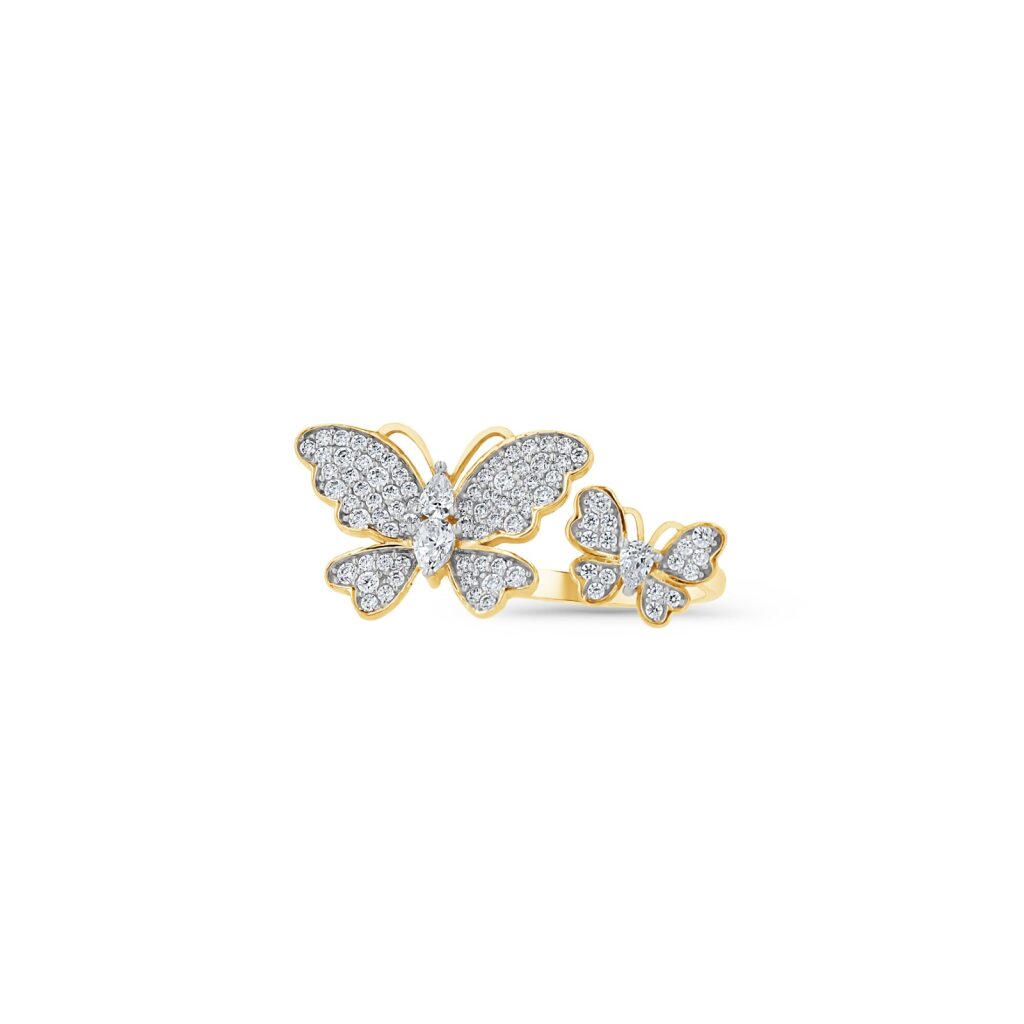 14K Gold Twin Butterfly Ring
