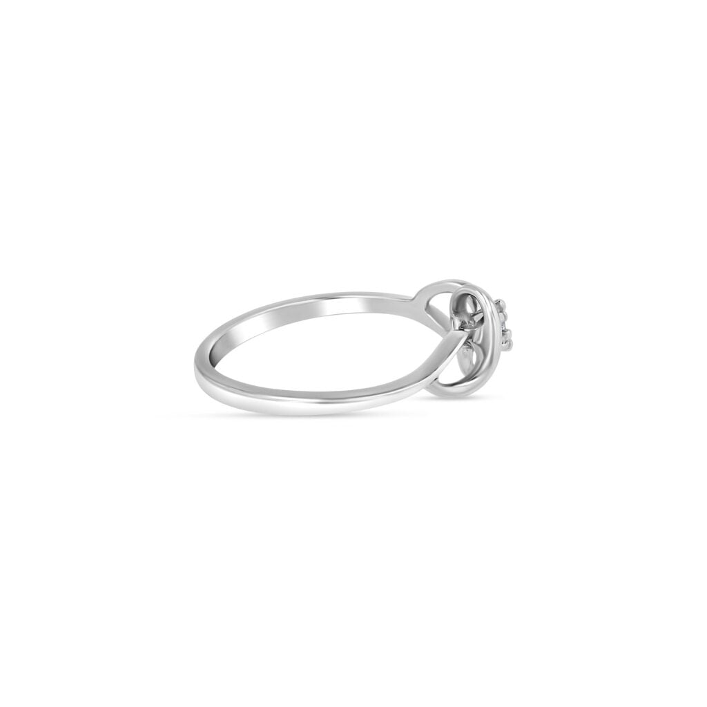 14K White Gold Intertwining Solitaire Ring