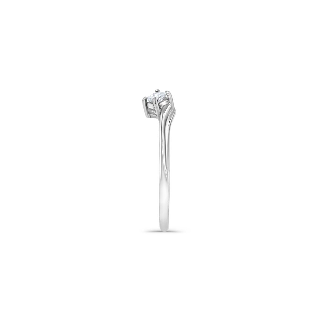 14K White Gold Dainty Princess Solitaire Ring