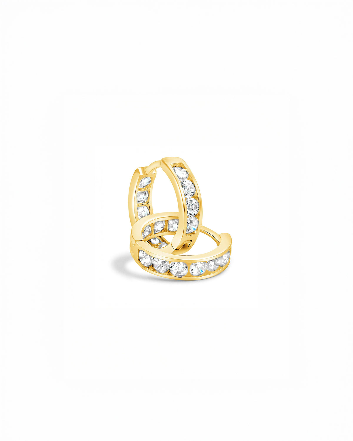 14K Gold Small Channel Huggies