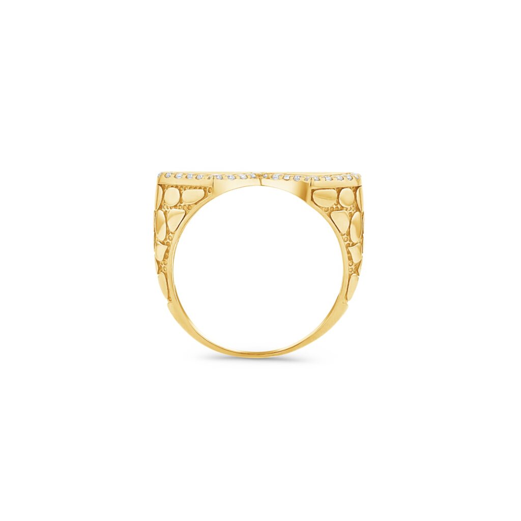 14K Gold Twin Heart Nugget Ring