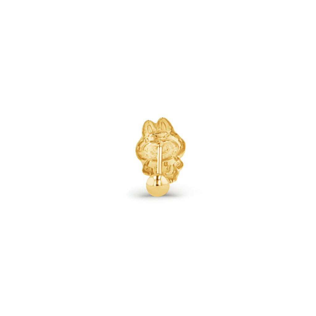 14K Gold Labubu Stud Earrings Brown