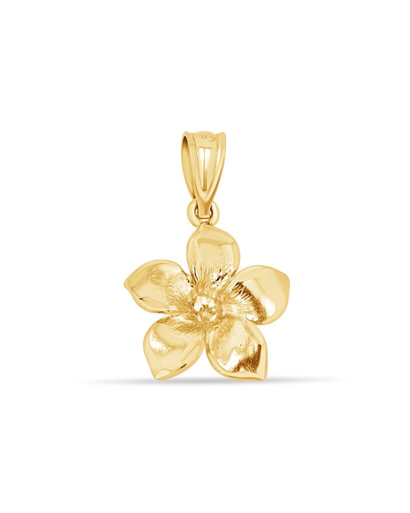 14K Gold Hibiscus Flower Pendant