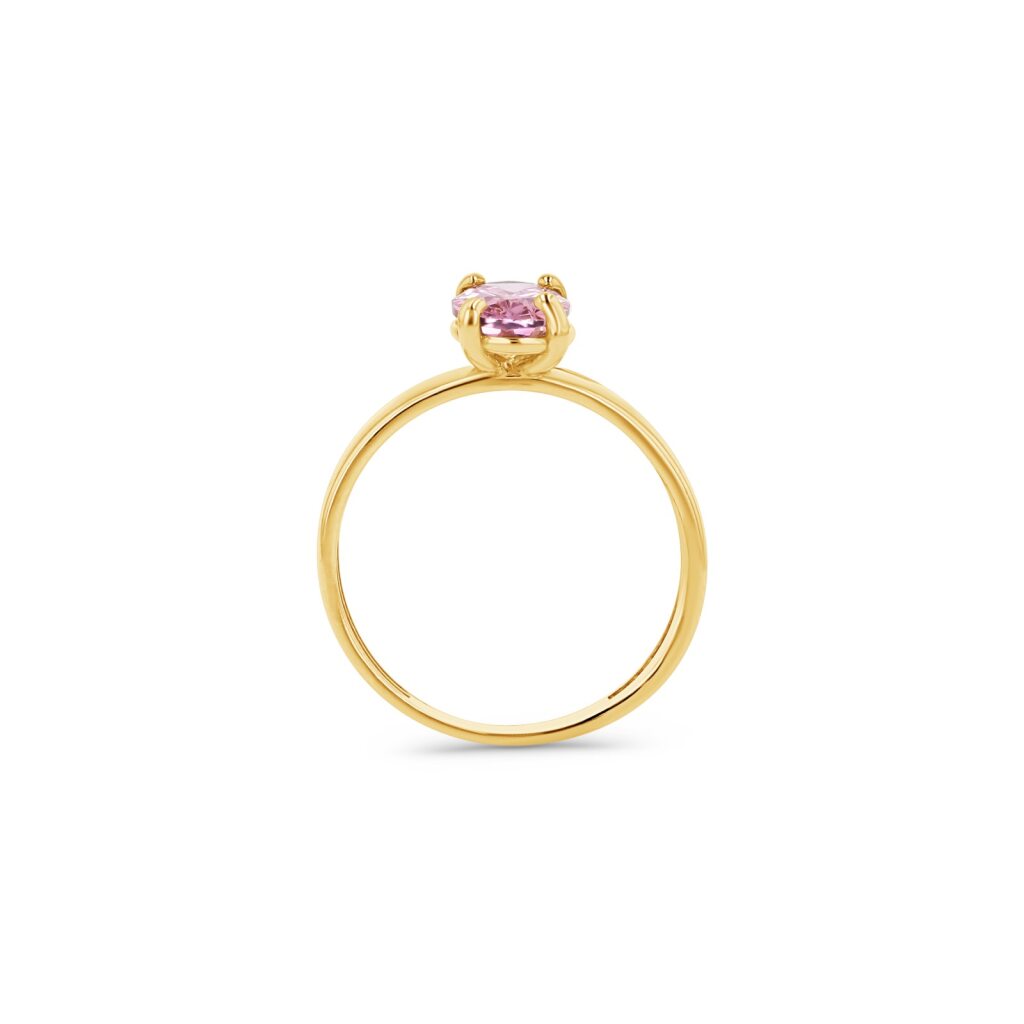 14K Gold Oval Birthstone Solitaire Ring
