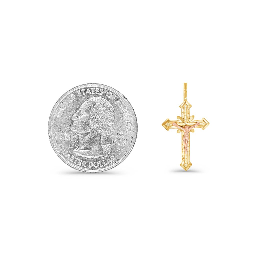 14K Gold Vintage Style Cross Crucifix Pendant