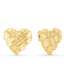 10k Nugget Heart Studs - Large