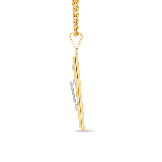 14K Two-Tone Gold Simple Cross Crucifix Pendant